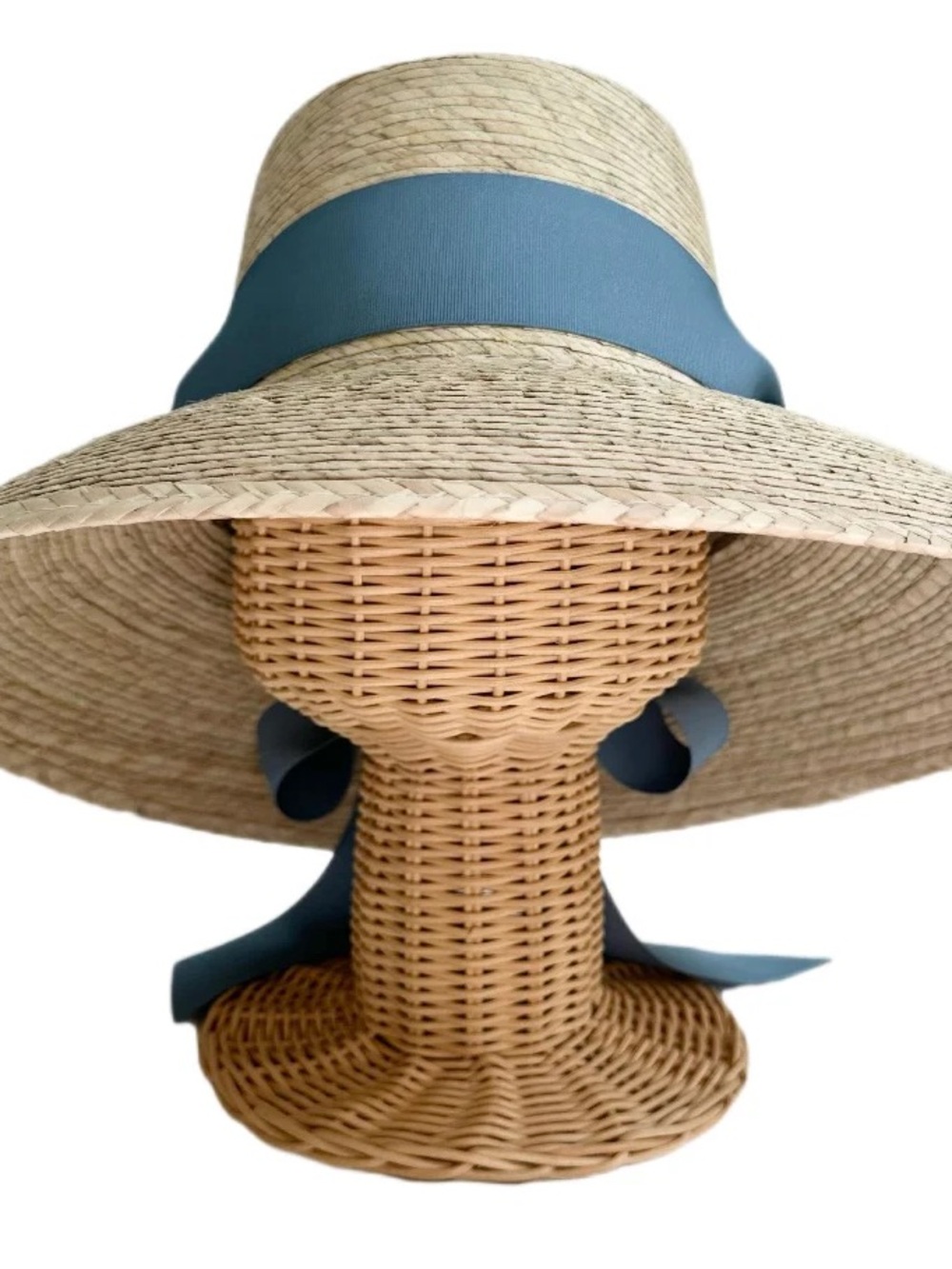 New Sarah Bray Bermuda Wildflower Sun Hat with French Blue Ribbon